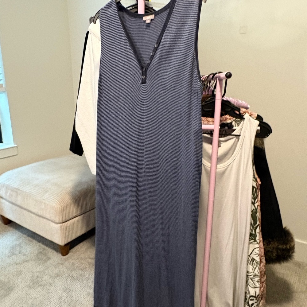 J Jill Sleeveless Maxi Dress in Navy Stripe